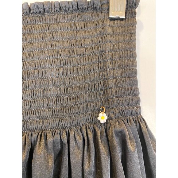 Natural Life Black Satin Daisy Short Smocked Waist High Rise Size Small GUC - Picture 3 of 5